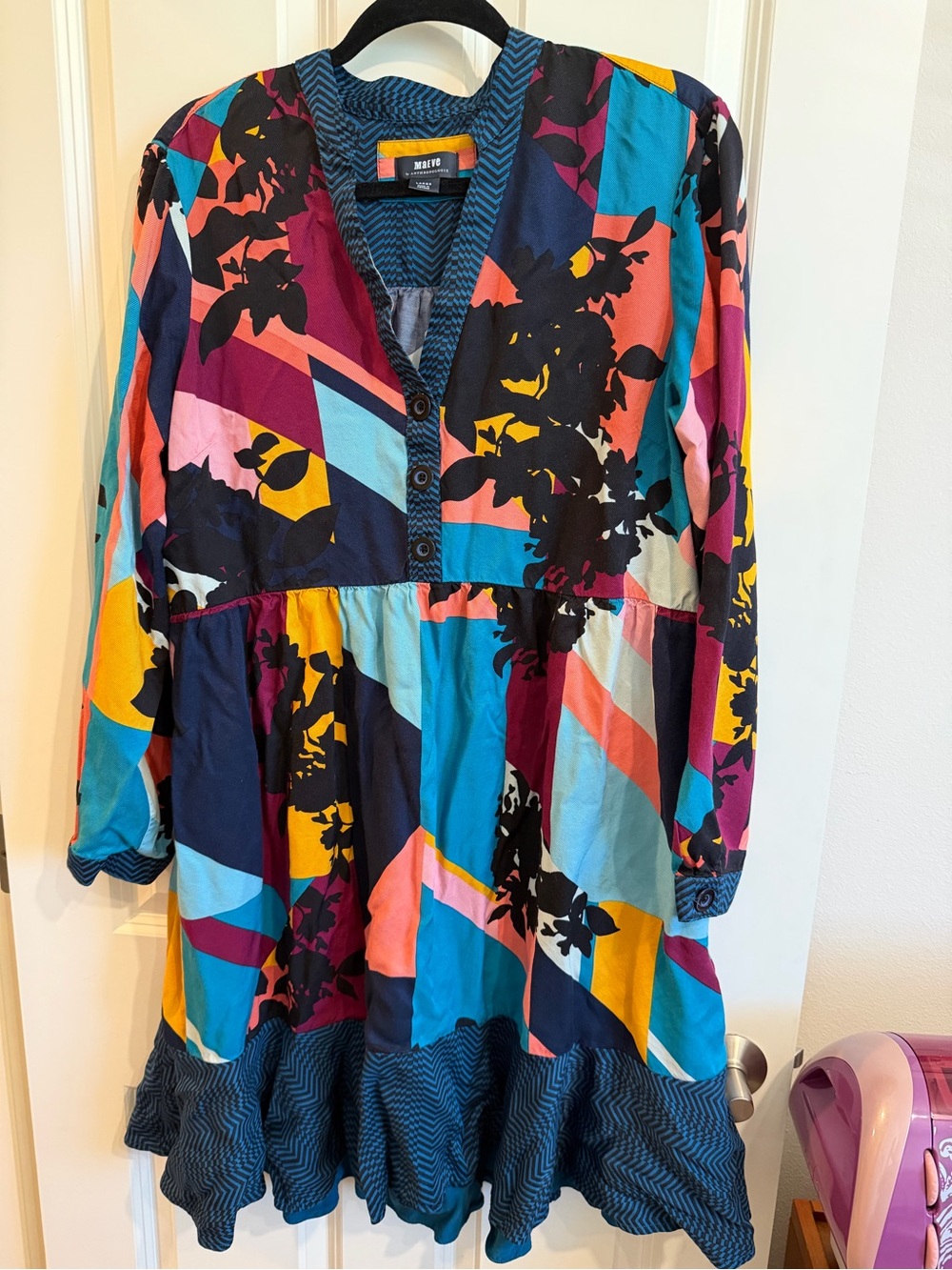 Anthropologie Maeve Gillian abstract shirt dress, size large